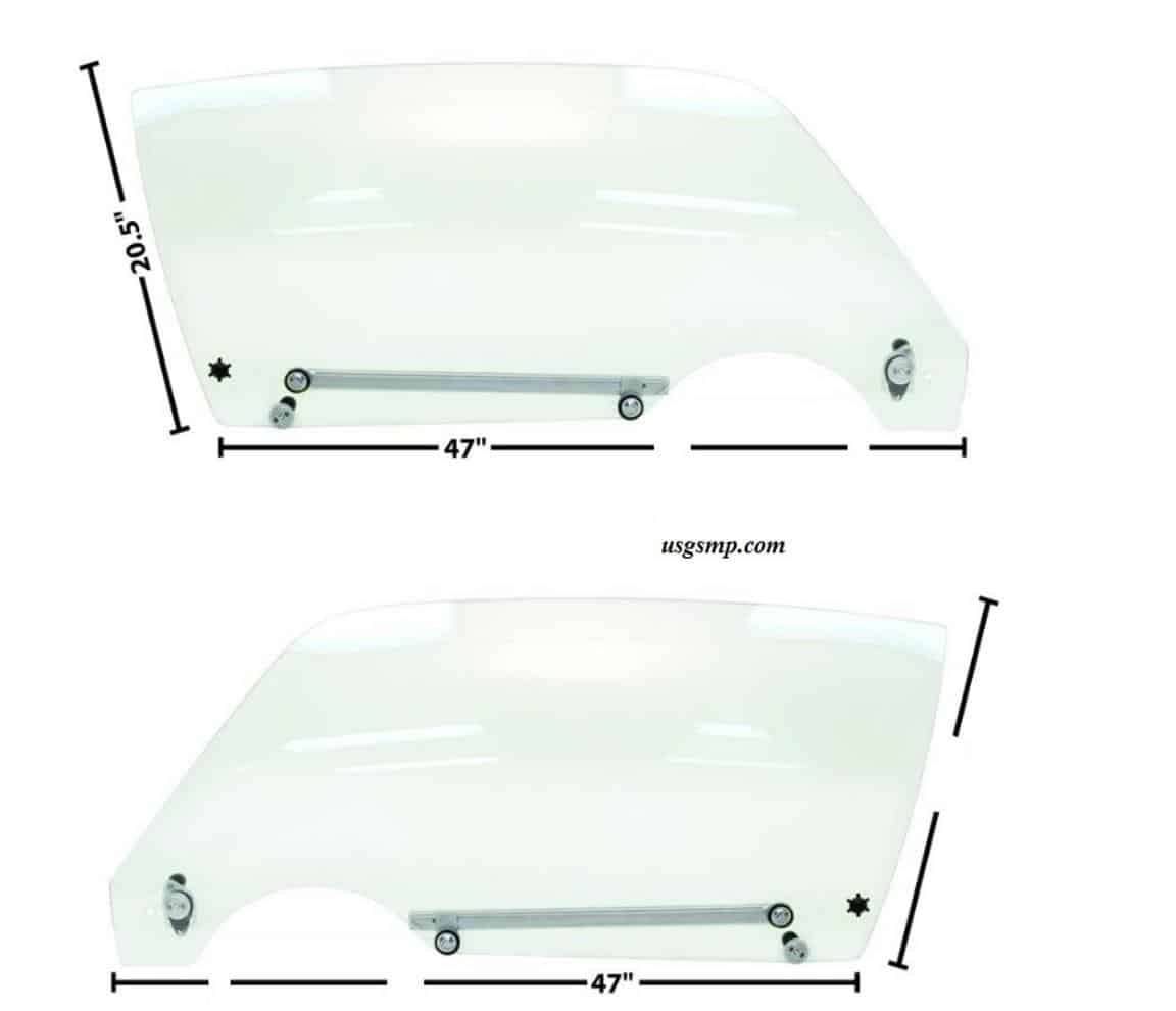 Glass: 70-74 F DOOR GLASS Assembly W/ FITTINGS C (ea)